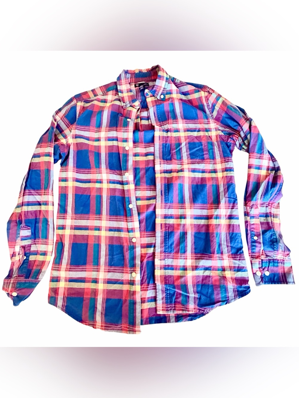 GAP Button Down Slim Fit 100% Cotton Blue Pink Men’s Shirt Size S